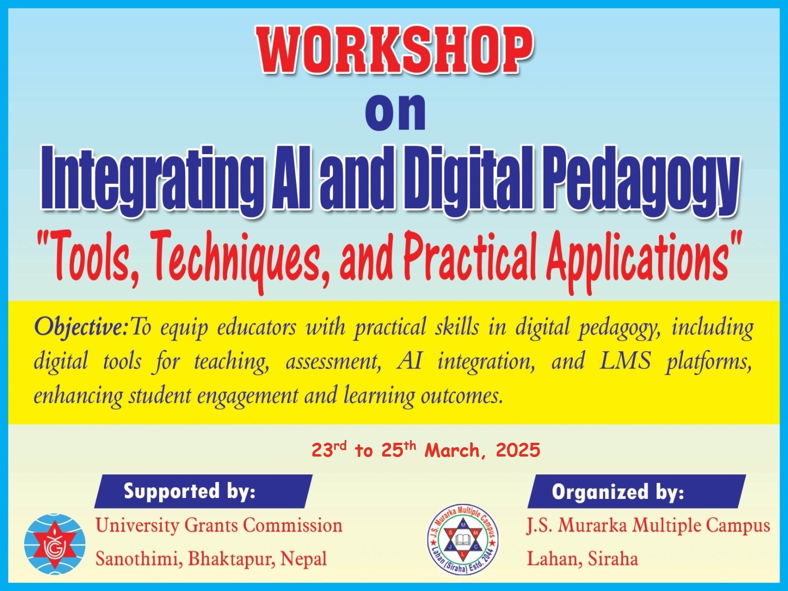 Banner Digital Pedagogy and AI in Education J.S. Murarka Multiple Campus Lahan