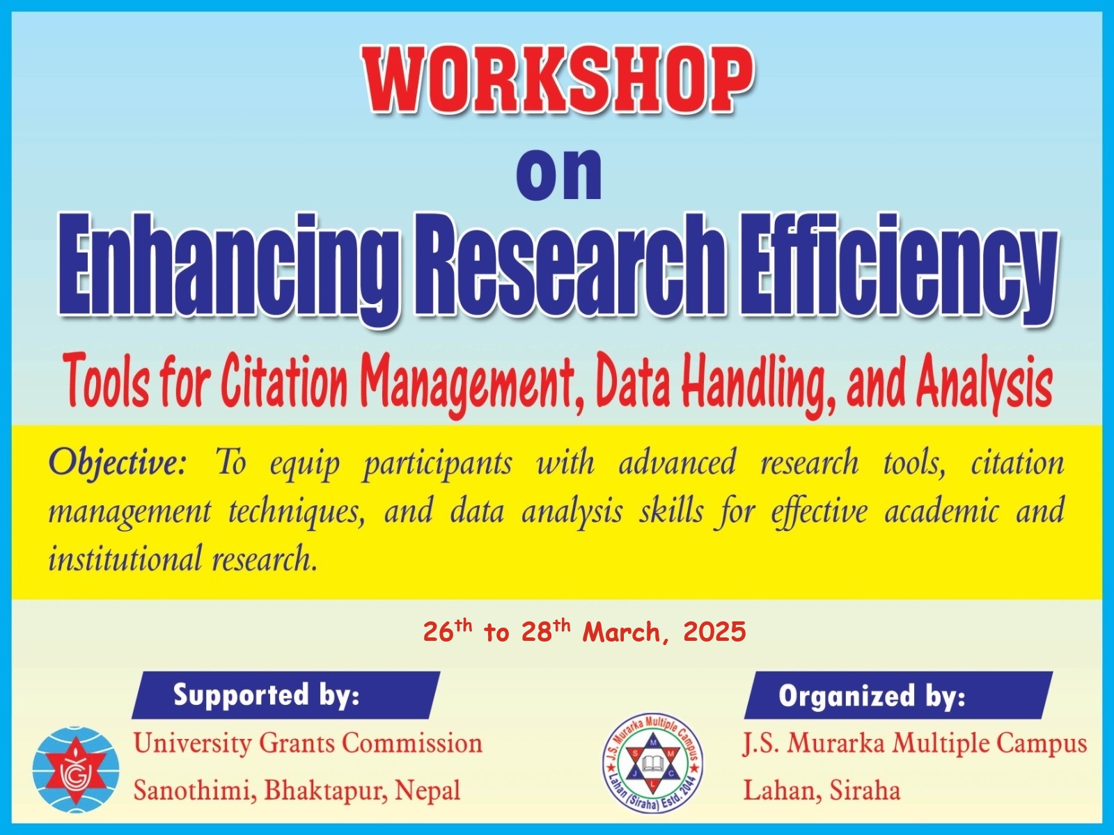 banner Enhancing Research Efficiency J.S. Murarka Multiple Campus Lahan